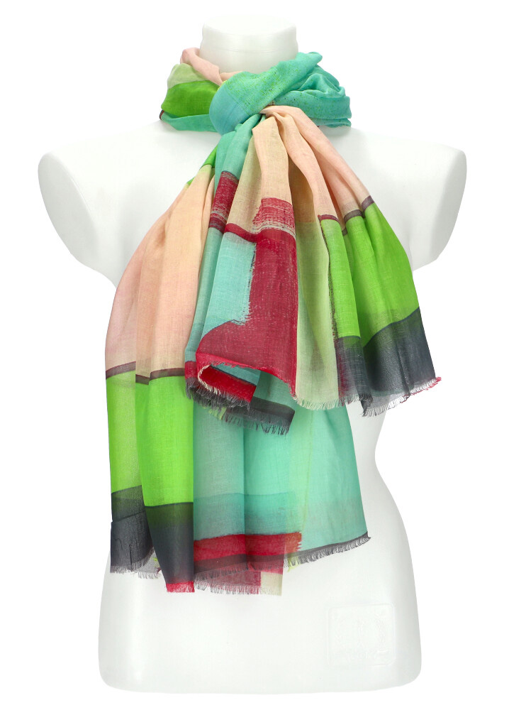 Letní dámský barevný šátek 180x90 cm zelená