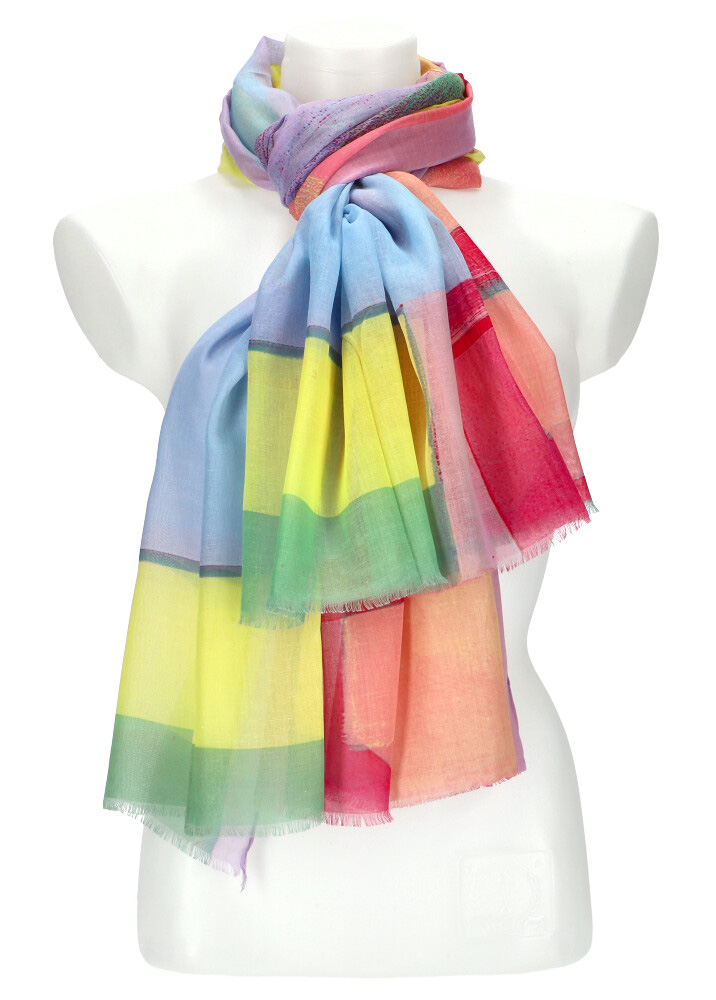 Letní dámský barevný šátek 180x90 cm žlutá