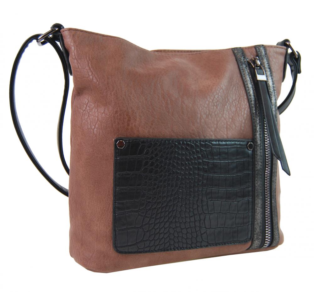 Dámská crossbody kabelka s čelní kroko kapsičkou F-014 starorůžová