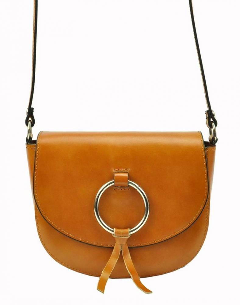 Kožená camel hnedá malá dámska crossbody kabelka Patrizia Piu