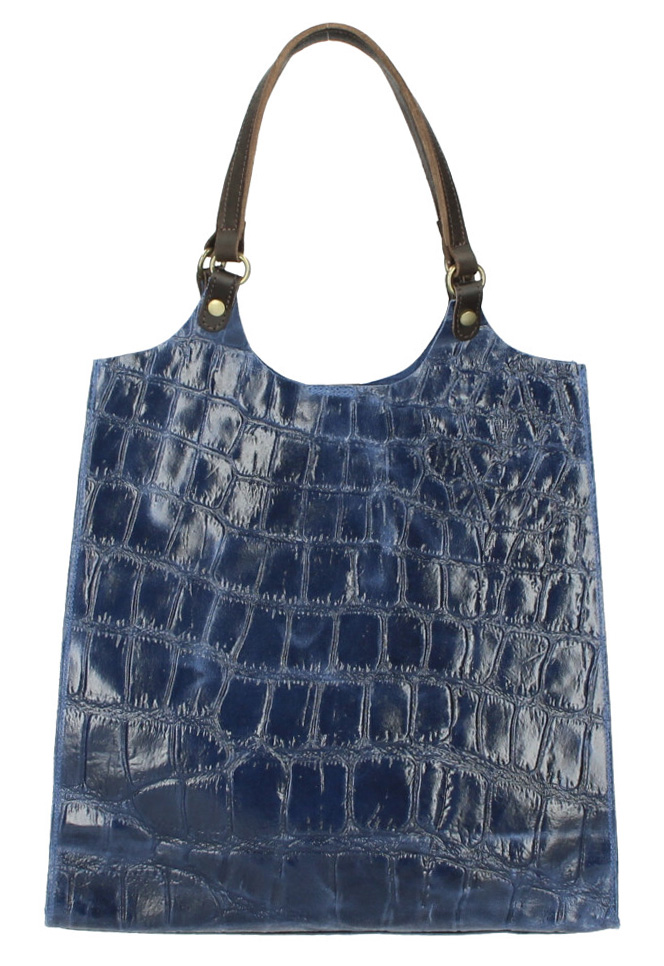 PELLE Kožená velká dámská kabelka Ginevra modrá