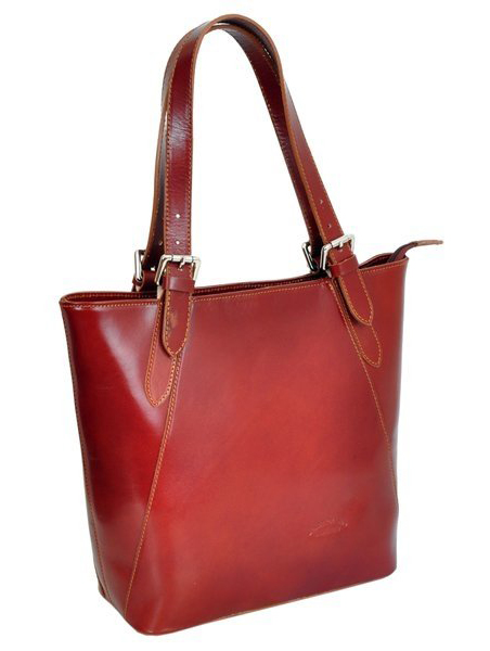 Veľká červená kožená dámska kabelka cez rameno L Artigiano