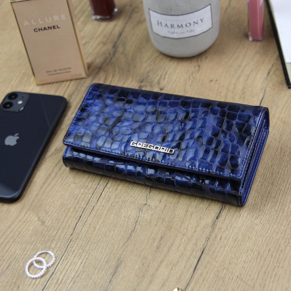 Gregorio Kožená modrá dámska peňaženka v darčekovej krabičke