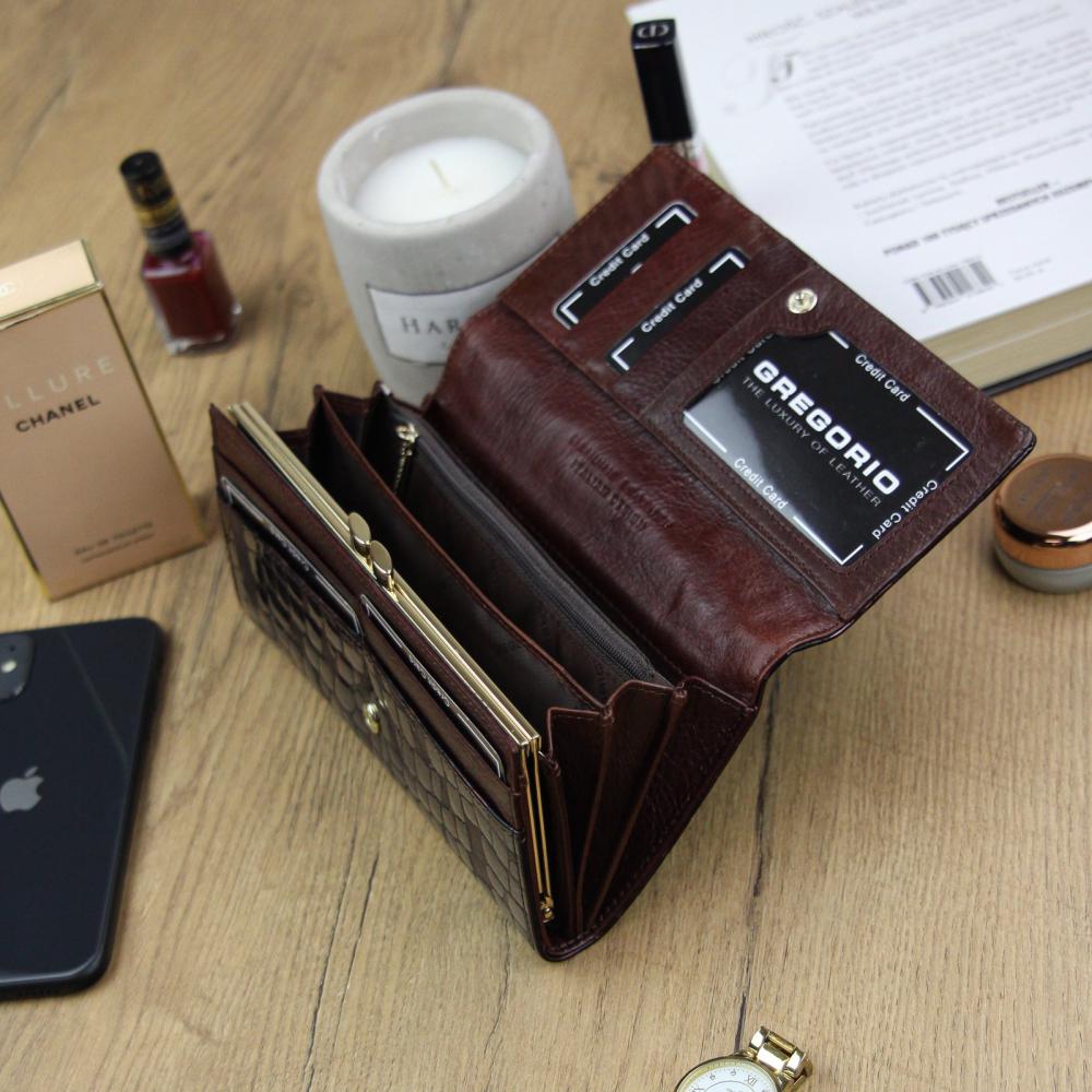 Gregorio Kožená višňová dámská peněženka dárkové krabičce