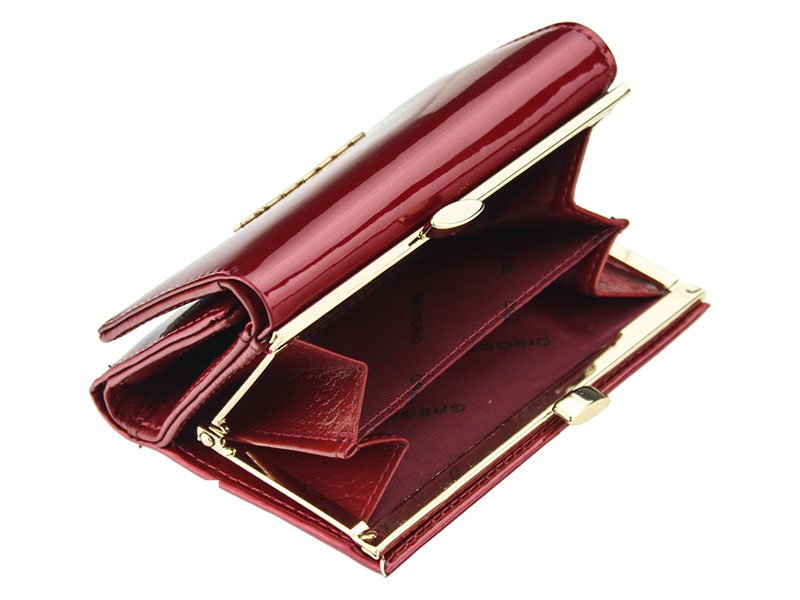 Gregorio čierna menšia dámska kožená peňaženka s motýľmi RFID v darčekovej krabičke
