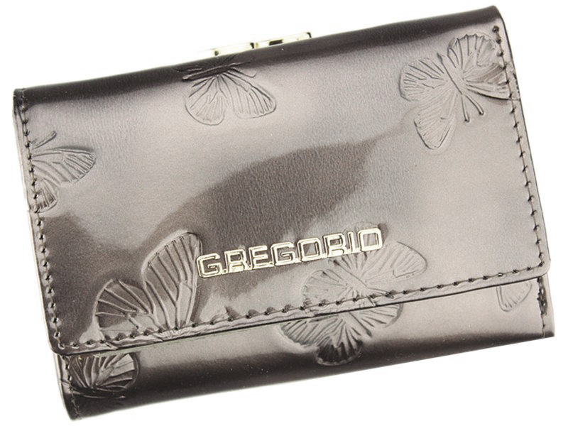 Gregorio šedá menší dámská kožená peněženka s motýly RFID v dárkové krabičce