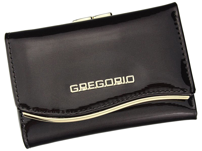 Gregorio tmavo hnedá lakovaná malá dámska kožená peňaženka v darčekovej krabičke ZLF-117