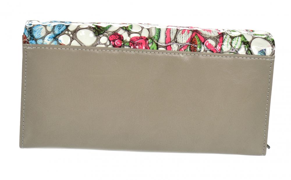 GROSSO Kožená dámská peněženka v barevném motivu RFID šedá v dárkové krabičce