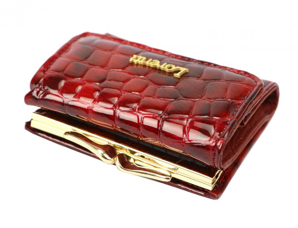 Kožená červená malá hrubá dámska peňaženka RFID v krabičke Lorenti