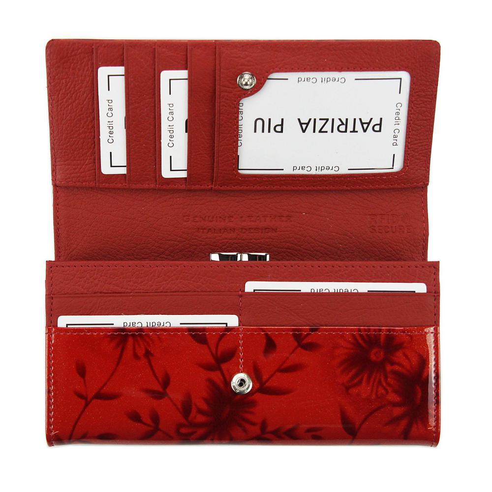 PATRIZIA PIU luxusná červená dámska kožená peňaženka RFID v darčekovej krabičke