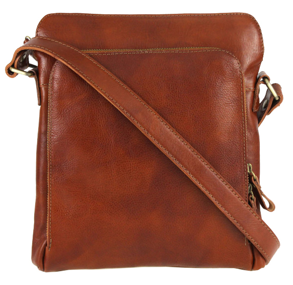 Kožená kvalitná pánska crossbody taška NICO 24x27x8 cm koňakovo hnedá