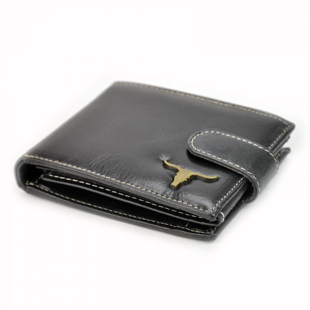 Čierna pánska kožená peňaženka RFID v krabičke WILD
