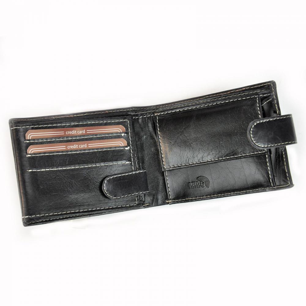 Čierna pánska kožená peňaženka RFID v krabičke WILD