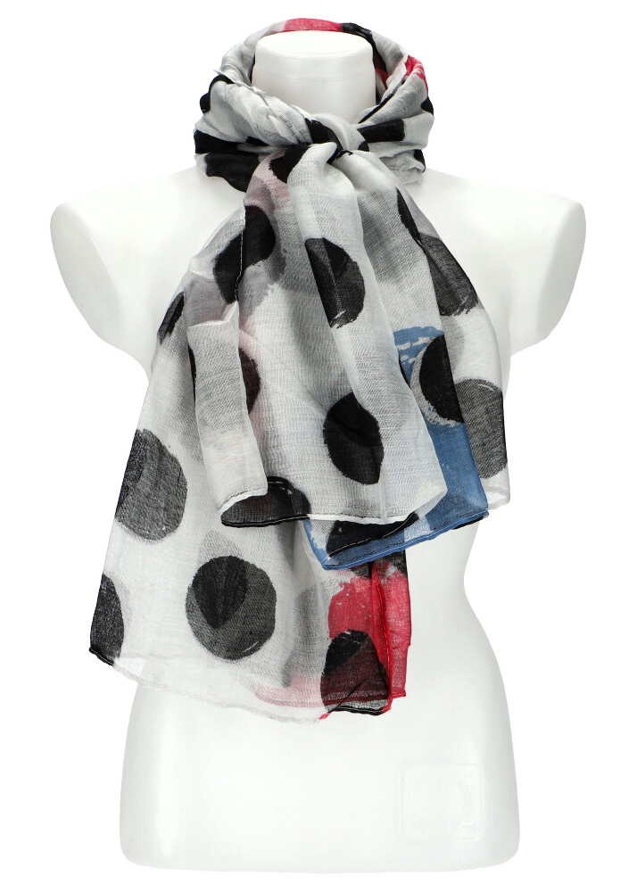 Letní dámský barevný šátek s puntíky 180x72 cm černá