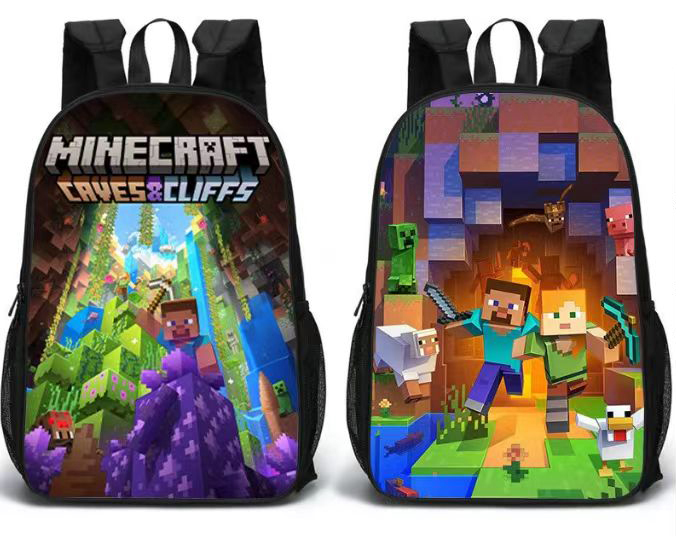 Oboustranný studentský batoh s potisky Minecraft vzor 3