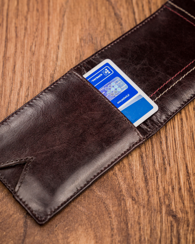 Kožená hnedá malá tenká peňaženka iba na karty RFID v krabičke ALWAYS WILD
