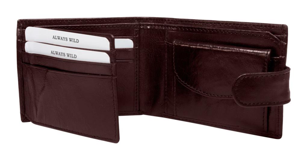 Kožená vínová menšia pánska peňaženka RFID v krabičke ALWAYS WILD