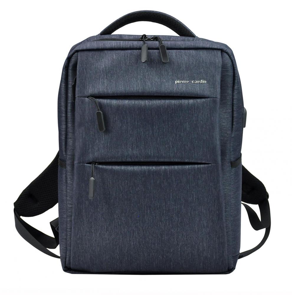 Pierre Cardin Elegantný tmavo modrý pánsky batoh s vreckom pre laptop, USB