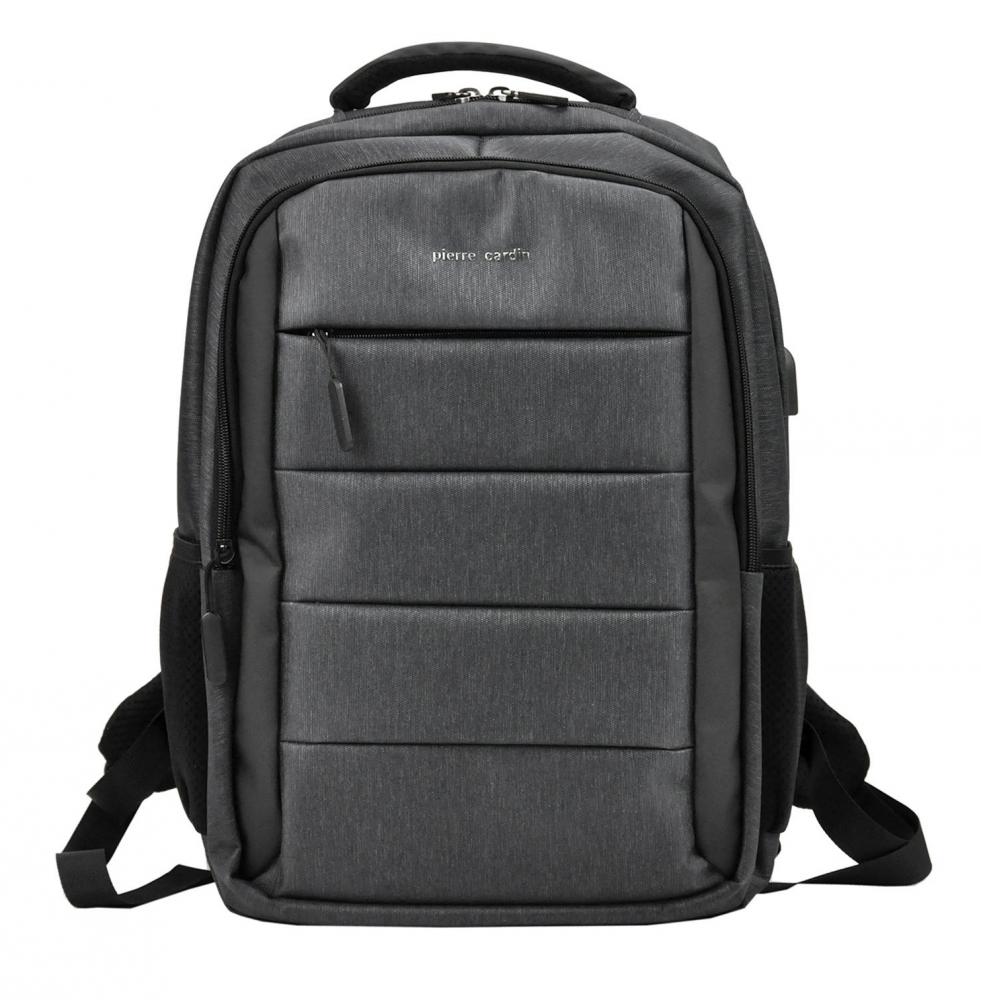 Pierre Cardin Elegantný šedý pánsky batoh s vreckom pre laptop, USB