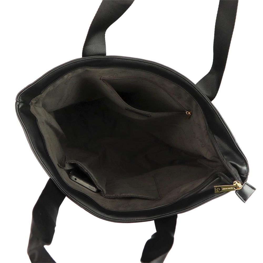 Pierre Cardin Černá velká dámská prošívaná kabelka přes rameno